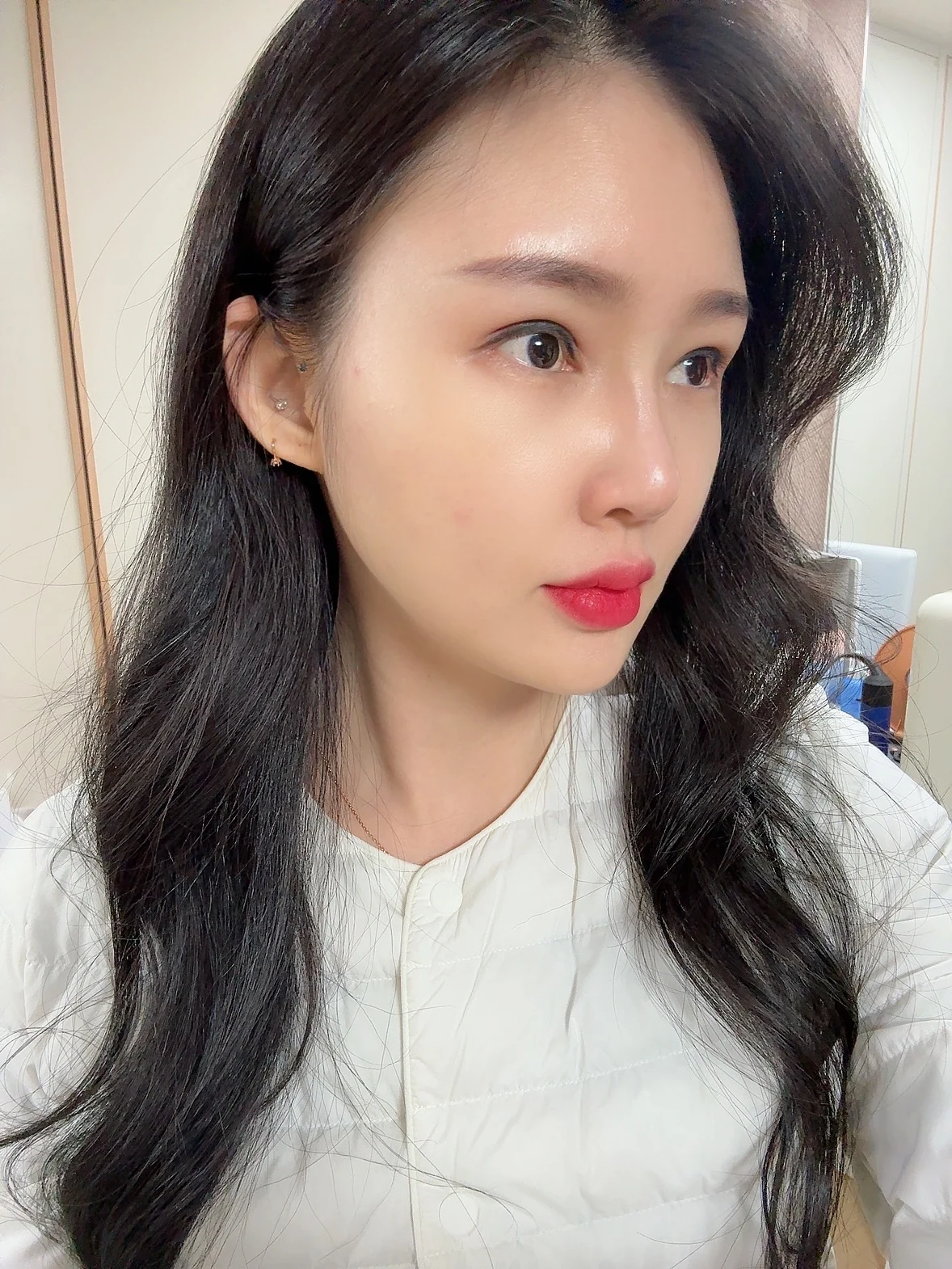 Revision double-eyelid surgery and Wonder canthoplasty: three-month follow-up · Case 043 at Answer Plastic Surgery. Three weeks: angled view of the eye area, supplied by Answer Plastic Surgery for case ANS-043.